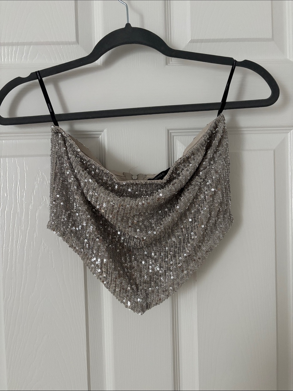 Forever 21 Silver Sequin strapless top